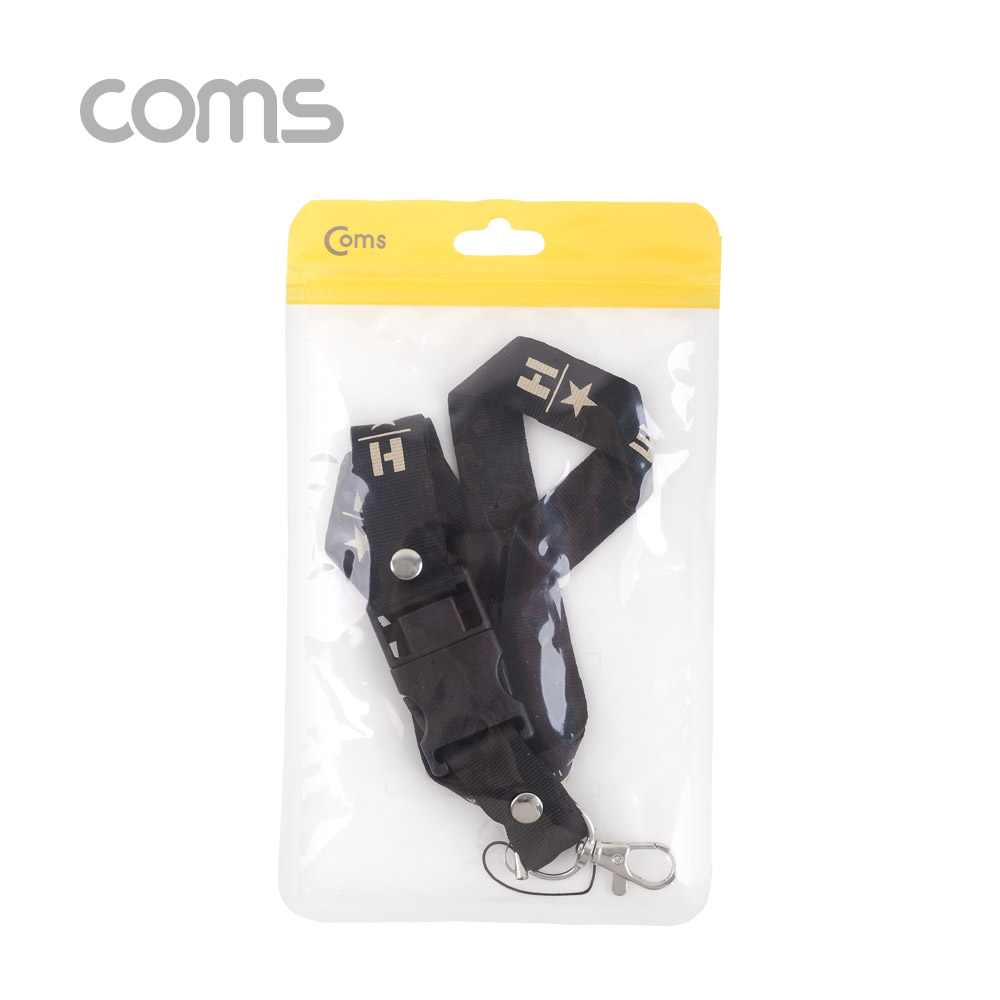 Coms 스마트폰 넥 스트랩 / 열쇠 목걸이 - Black