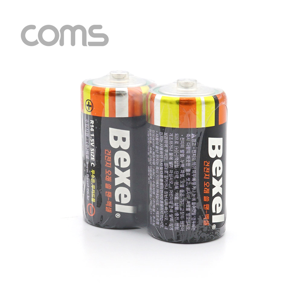 Coms 벡셀 망간 건전지 2개 / 1.5V / R14