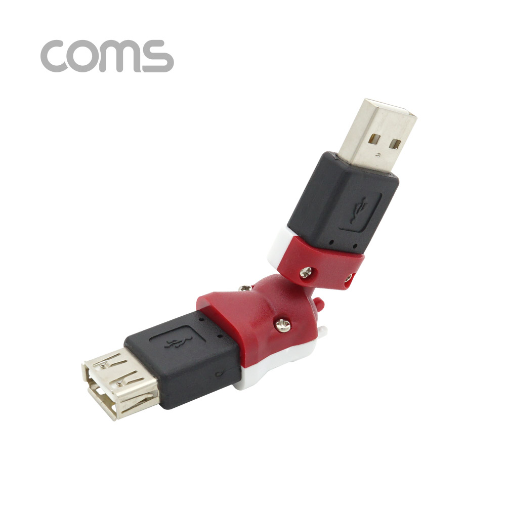 Coms USB 젠더 / 회전형 / 360도(3D) / USB A(M)/A(F) / Red-White
