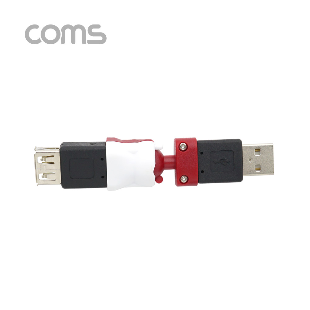 Coms USB 젠더 / 회전형 / 360도(3D) / USB A(M)/A(F) / Red-White