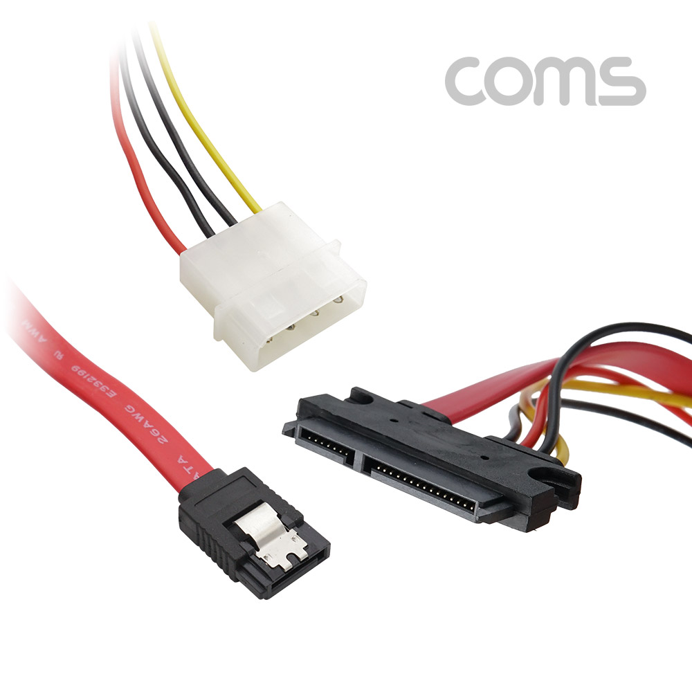 Coms SATA 케이블, 콤보 VC SATA(전원15P+데이터7P) + 전원 IDE 4P, 50cm