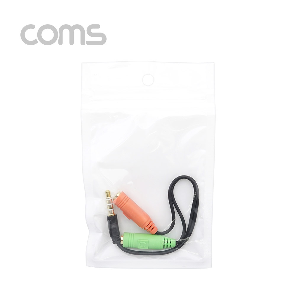 Coms 스마트폰 이어폰/마이크 연장 케이블 약 20cm-  ST 4극 M/ST F*2, Y형/Red & Green
