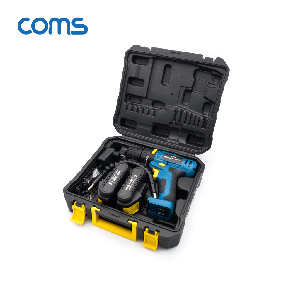 Coms 리튬이온 충전 전동 해머드릴 / 18V x 2개 / 3600rpm / 비트포함 / 플렉시블비트제공