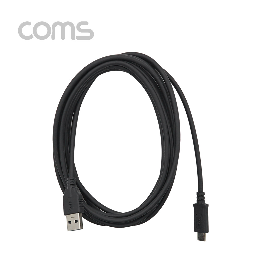 Coms USB 3.1 케이블 (Type C), USB 3.0 A(M) 3M, Black / 데이터 + 충전
