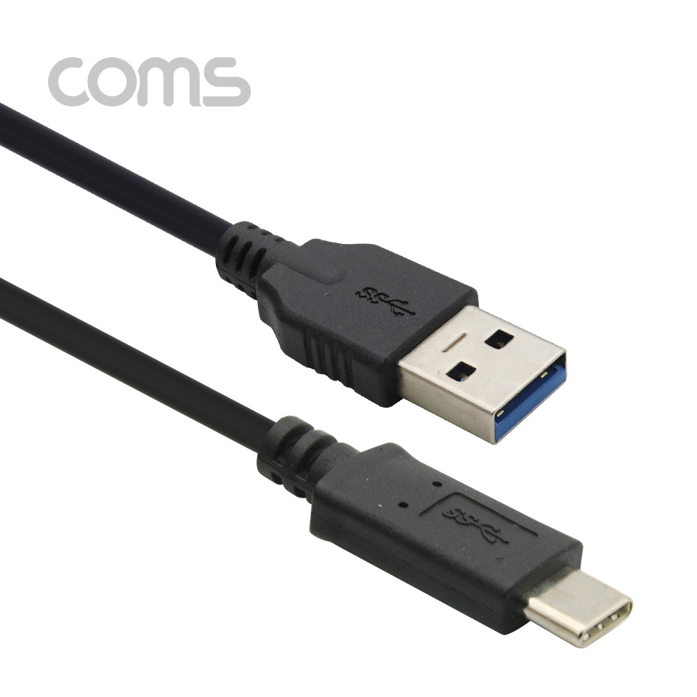 Coms USB 3.1 케이블 (Type C), USB 3.0 A(M) 3M, Black / 데이터 + 충전
