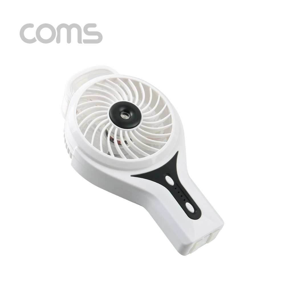 Coms USB 선풍기 (리튬배터리 충전)80mm - White 토네이도/분무기(20ml) / 미스트 /evn2