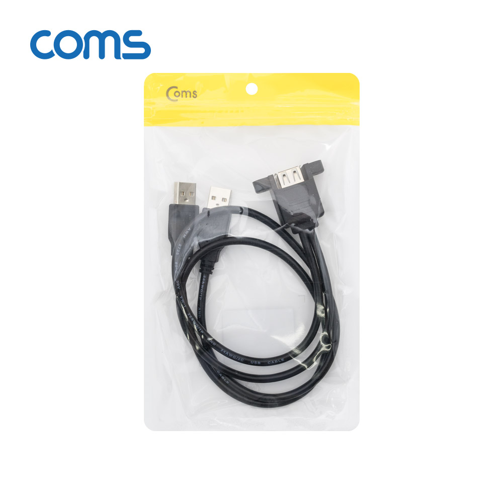 Coms USB-A(M/F) 상하 연장 2포트 60cm / 브라켓 연결용, 판넬형