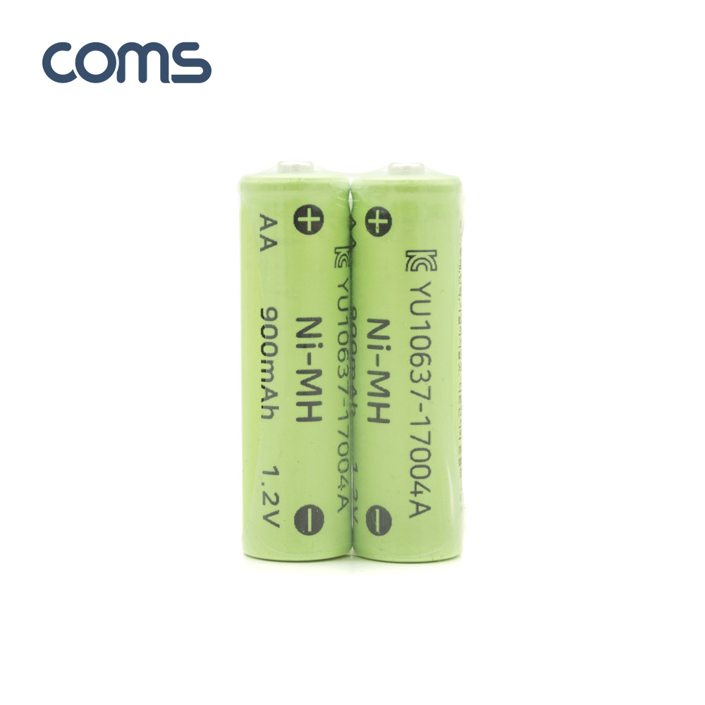 Coms 니켈 수소 충전지(Ni-MH) AA 900mAh x 2알 / 충전 건전지 / 배터리 / 태양광 정원등 전용