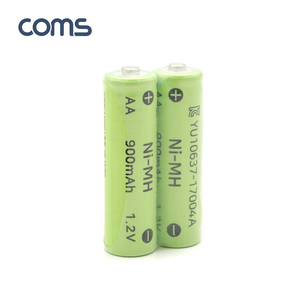 Coms 니켈 수소 충전지(Ni-MH) AA 900mAh x 2알 / 충전 건전지 / 배터리 / 태양광 정원등 전용