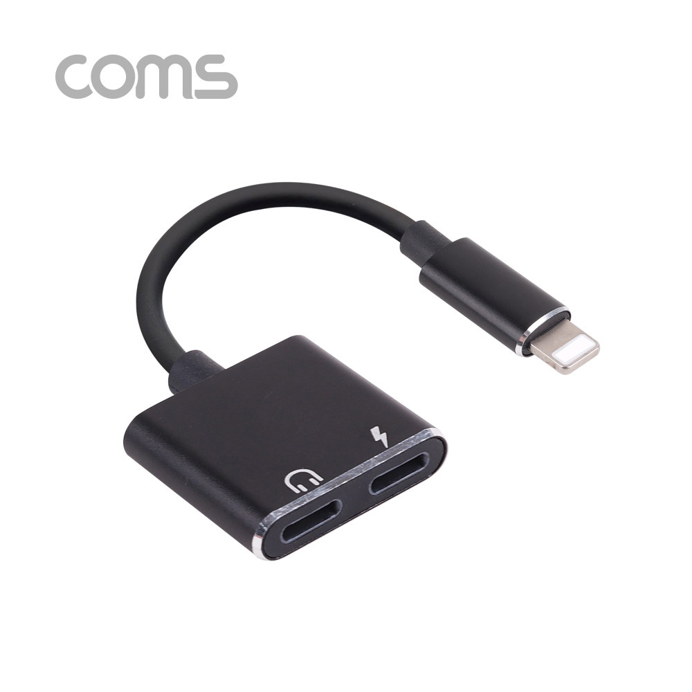 Coms iOS 8핀 (8Pin) 젠더 / 2분배 / 충전 + 음악감상 / Black