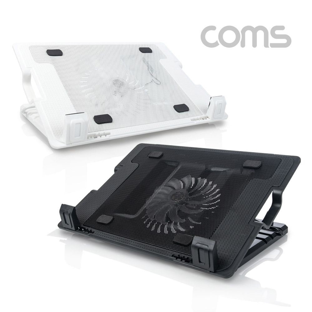 Coms 나비 노트북 쿨링 패드 / 거치대 / 쿨러 / 블랙 - FAN 1개/USB포트 2개