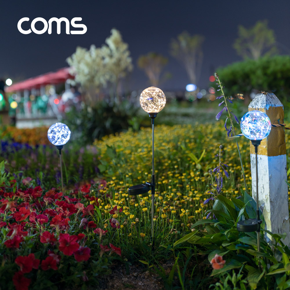Coms 태양광 LED 정원등 / 라운드형 / 웜화이트 / 600mAh