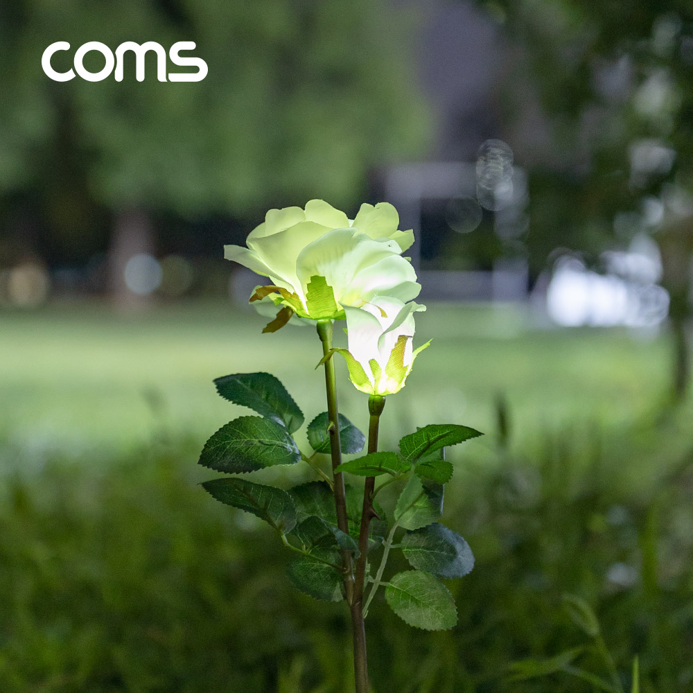 Coms 태양광 LED 정원등 / White 장미 / 600mAh