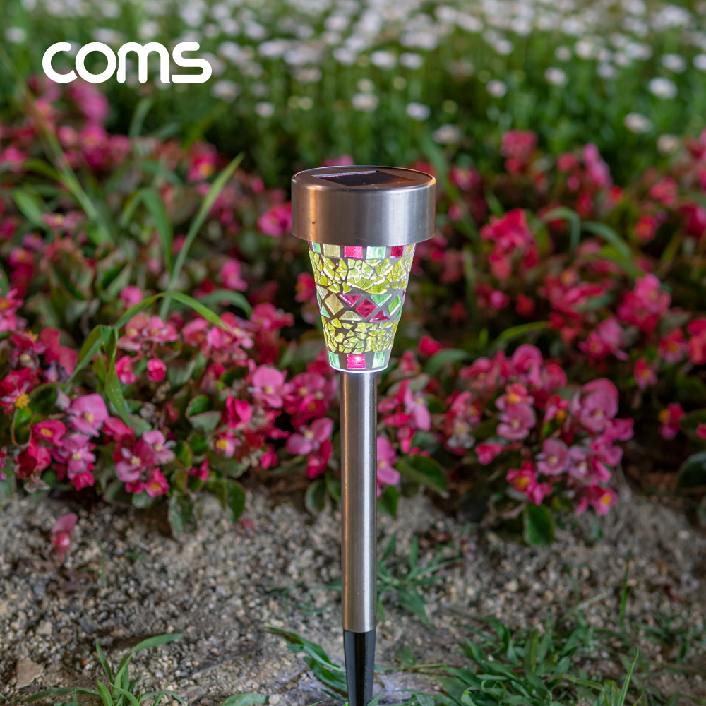 Coms 태양광 LED 정원등 / 옐로우 모자이크 / 600mAh