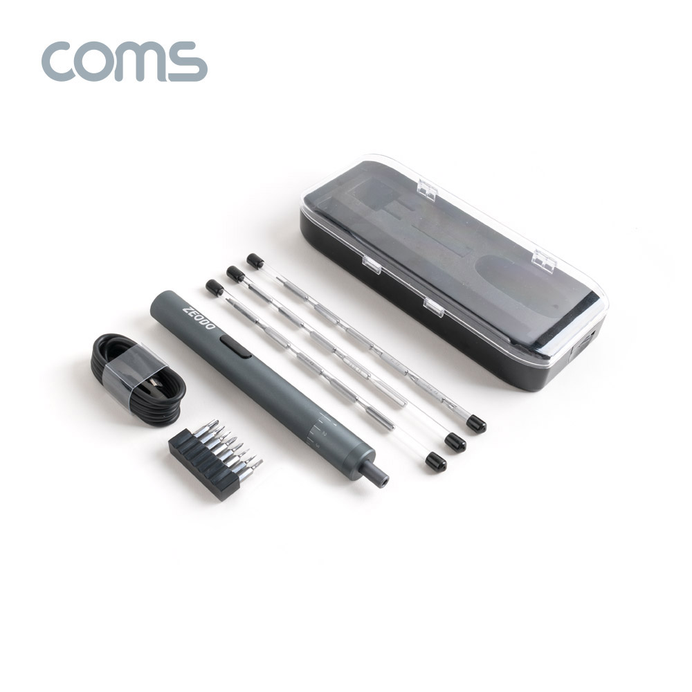 Coms 펜 타입 전동 드라이버 (8종 비트 24pcs / USB 충전) / 8단계 정밀한 토크조절기능