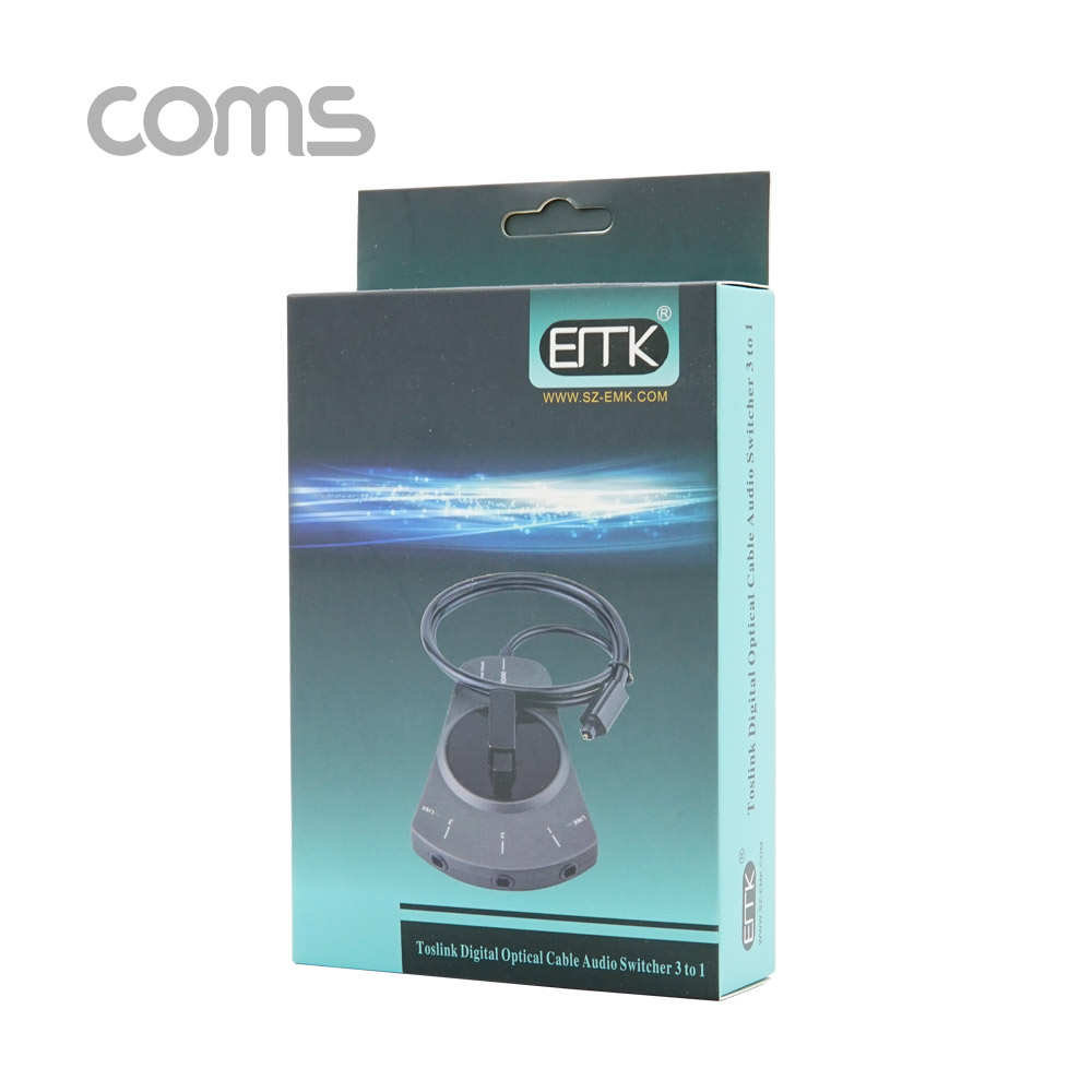 Coms 오디오광 Optical 선택기 3:1, 케이블 연결형, Gray