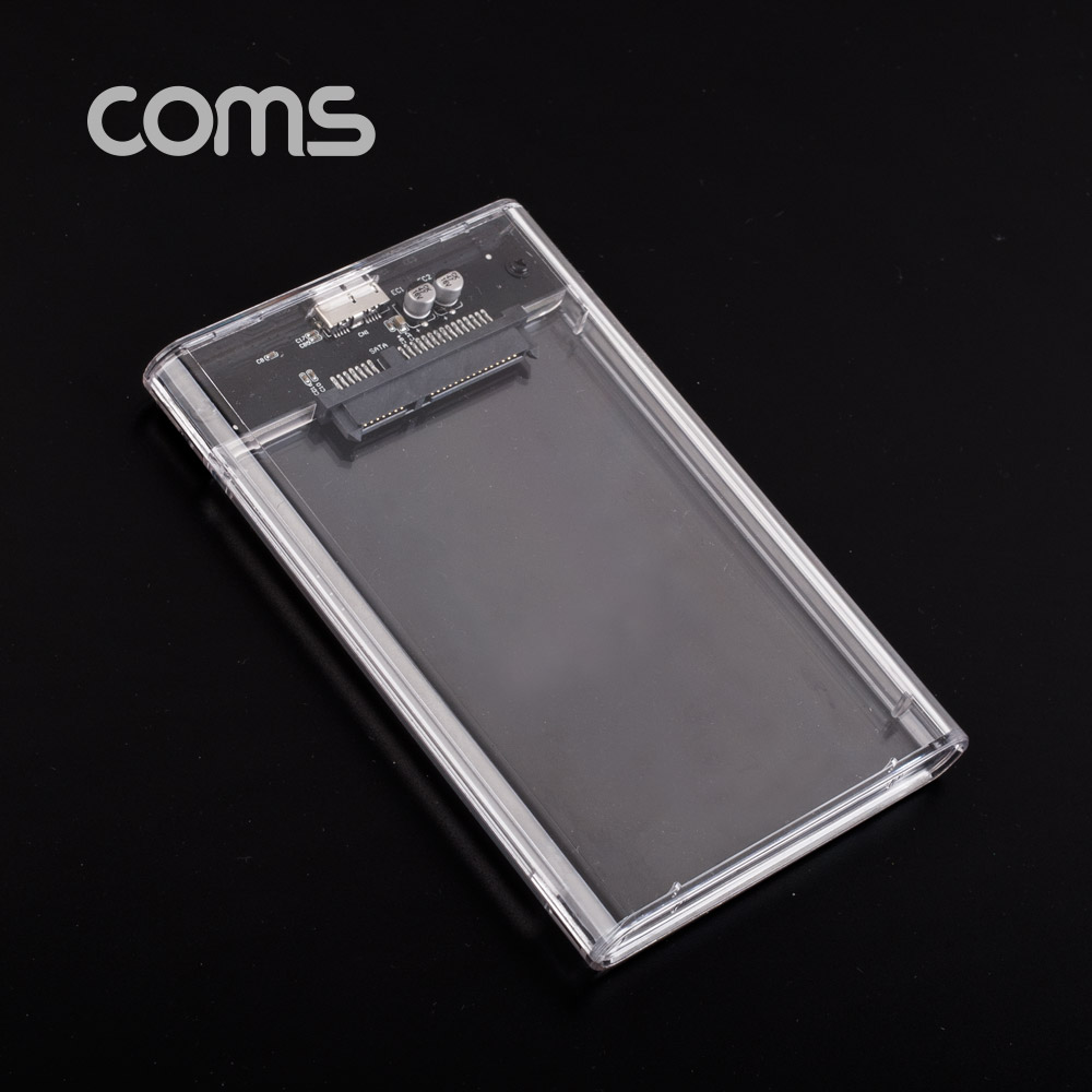 Coms HDD 케이스(2.5형)/HDD/SSD / 투명 / SATA I/II/III to USB 3.0