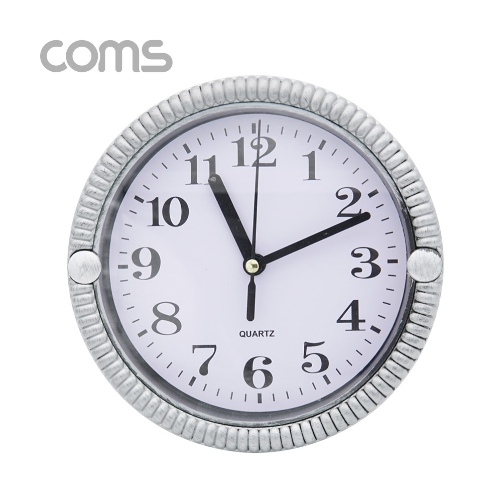 Coms 시계 (아날로그) / 벽걸이 원형 / 주방용 / 욕실용 / 무소음 / Silver