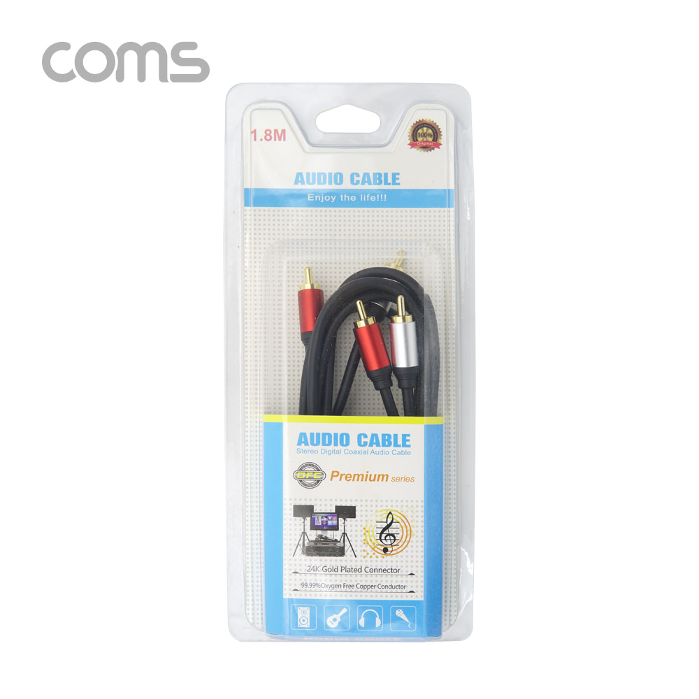 Coms RCA 케이블(2선/최고급) / 24K Gold / OFC(무산소동선) / 1.8M