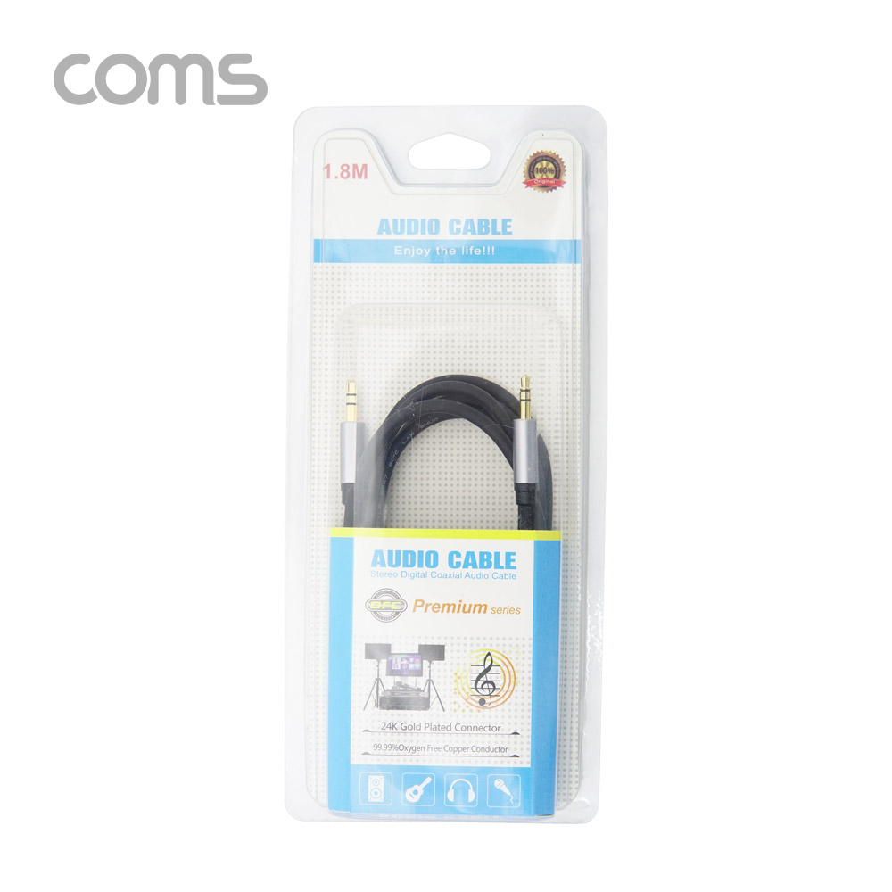 Coms AUX 케이블(3극/최고급) / 스테레오 케이블 / 24K Gold / OFC(무산소동선) / 1.8M
