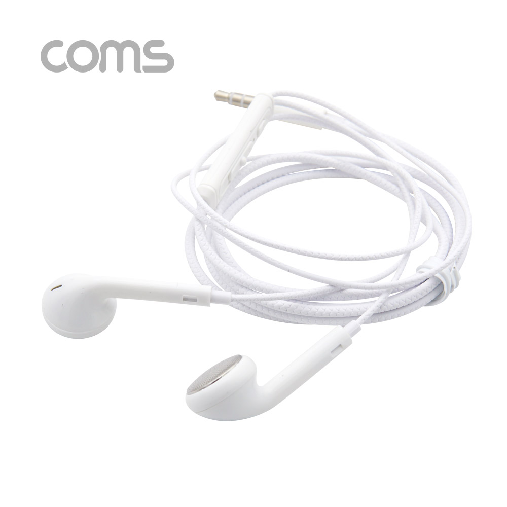 Coms 이어폰 (3.5mm / 볼륨컨트롤 / 마이크), White