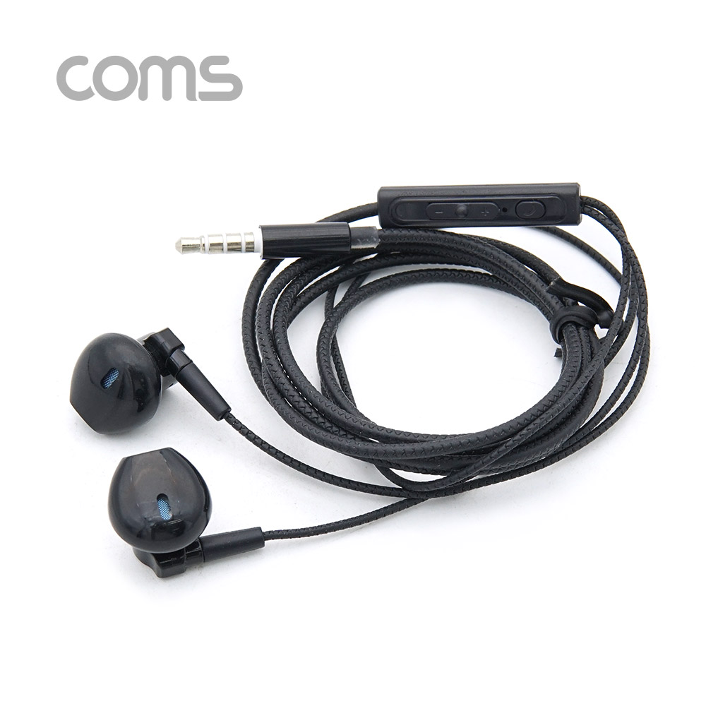 Coms 이어폰 (3.5mm / 볼륨컨트롤 / 마이크), Black