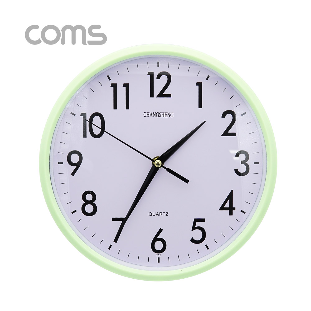 Coms 시계 (아날로그) / 벽걸이원형 / 무소음 / Green / 26cm