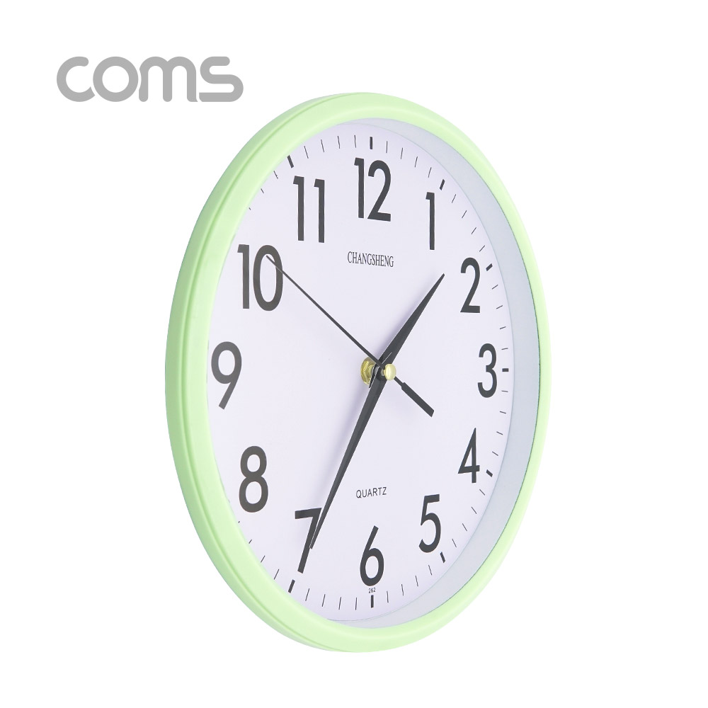 Coms 시계 (아날로그) / 벽걸이원형 / 무소음 / Green / 26cm
