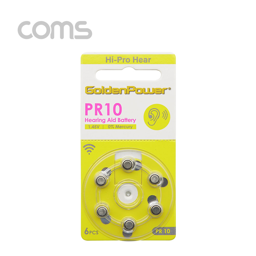 Coms 건전지 GP 코인전지(PR70/P10) 6ea, 1.4V