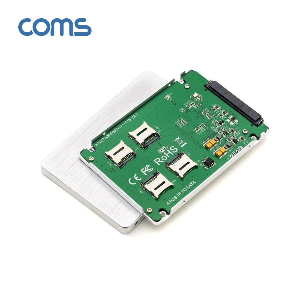 Coms SATA 변환 컨버터 알루미늄 케이스, SATA to TF(Micro SD) 카드 x 4
