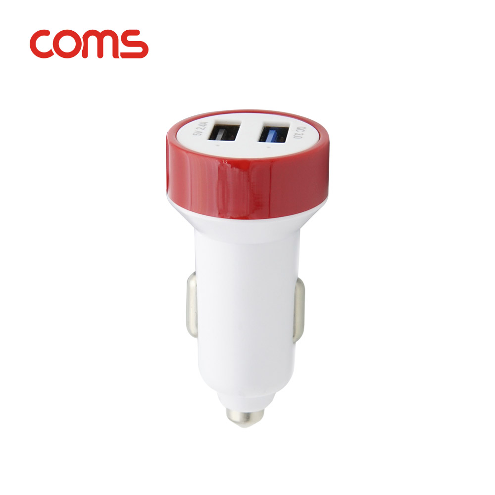 Coms G POWER 고속 차량용 2구 충전기 / 12V 1.5A / QC 3.0 / 2포트 / 화이트