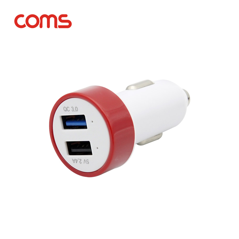 Coms G POWER 고속 차량용 2구 충전기 / 12V 1.5A / QC 3.0 / 2포트 / 화이트