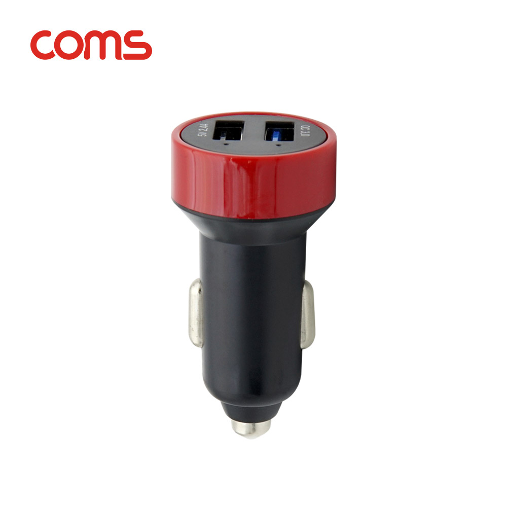 Coms G POWER 고속 차량용 2구 충전기 / 12V 1.5A / QC 3.0 / 2포트 / 블랙