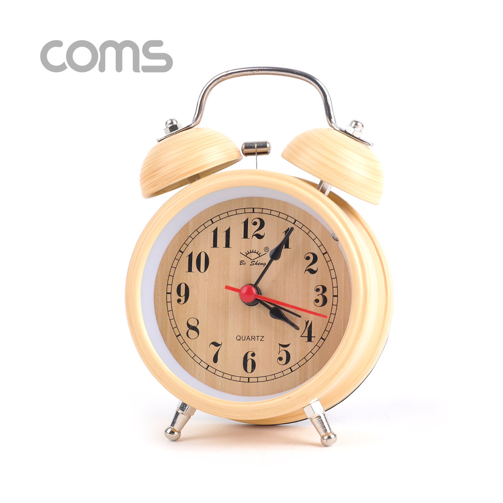 Coms 탁상용 아날로그 시계 / Wood / 알람시계 / 원형 / 무소음