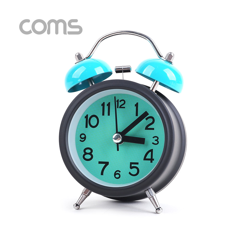 Coms 탁상용 아날로그 시계 / Green / 알람시계 / 원형 / 무소음
