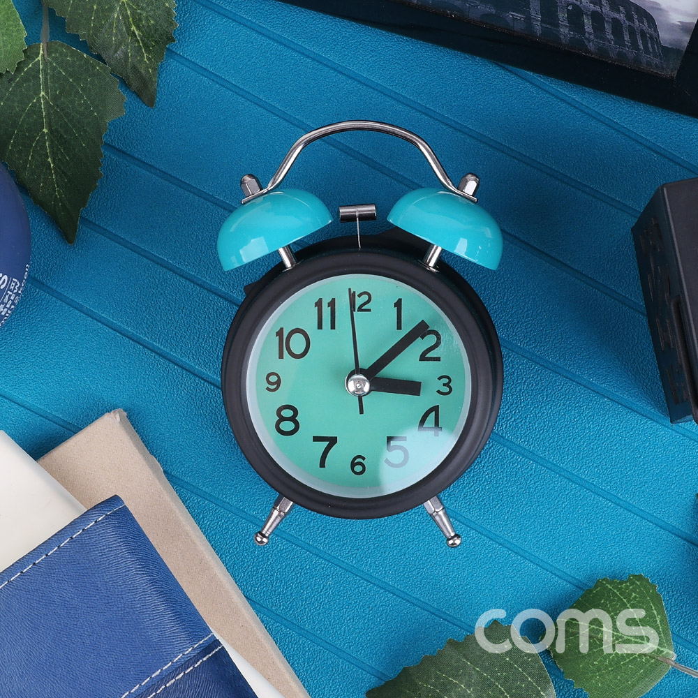 Coms 탁상용 아날로그 시계 / Green / 알람시계 / 원형 / 무소음