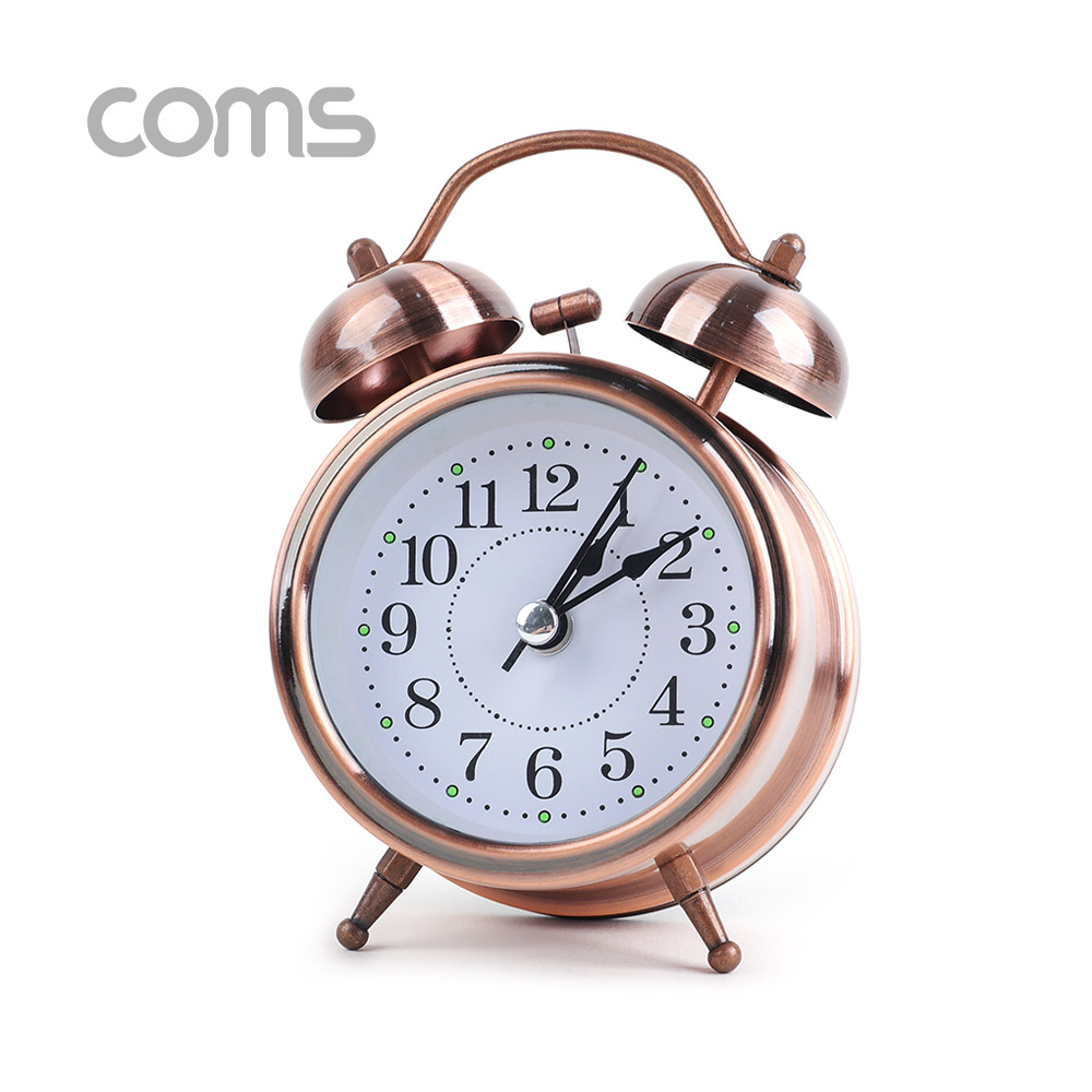 Coms 탁상용 아날로그 시계 / Rose Gold / 알람시계 / 원형 / 무소음
