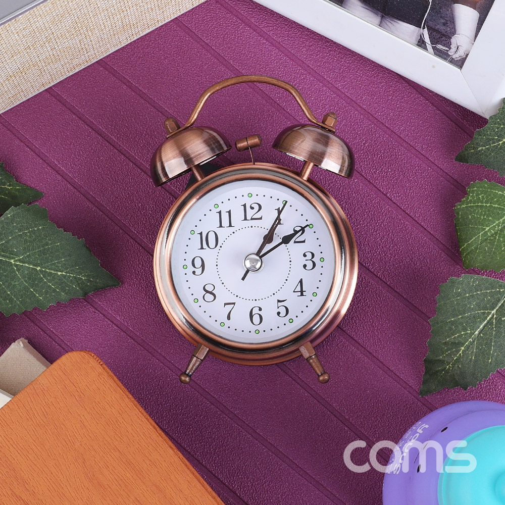 Coms 탁상용 아날로그 시계 / Rose Gold / 알람시계 / 원형 / 무소음