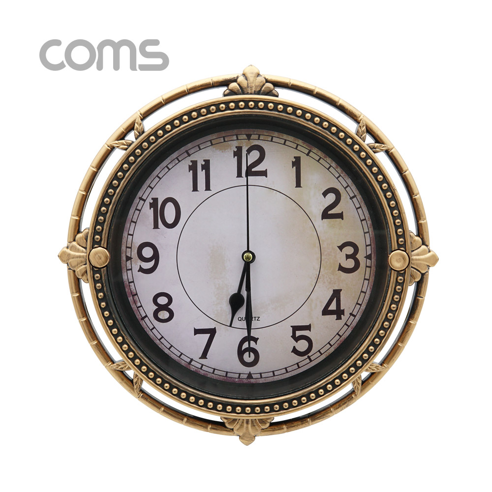 Coms 시계 (아날로그) / 벽걸이원형 / Brown / 주방용 / 욕실용 / 무소음