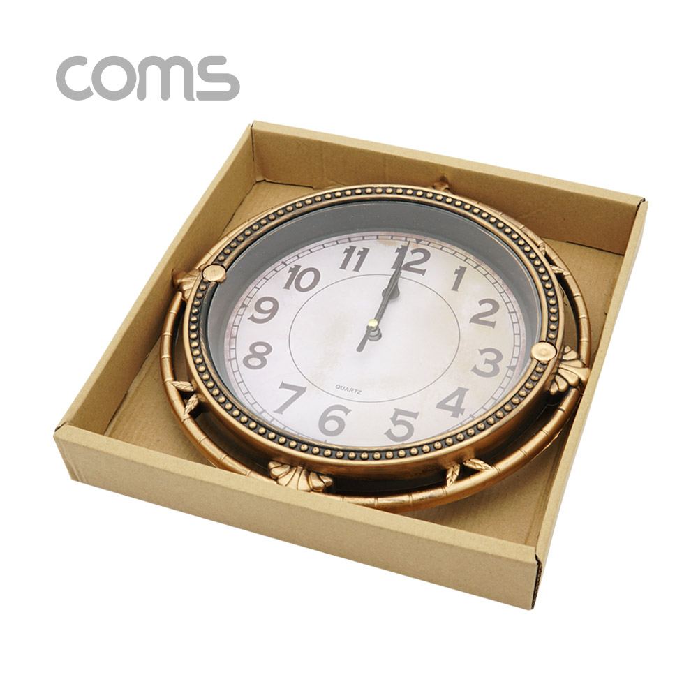 Coms 시계 (아날로그) / 벽걸이원형 / Brown / 주방용 / 욕실용 / 무소음