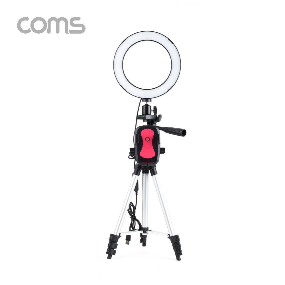 Coms 개인방송용 촬영세트, LED 원형 램프, 링 라이트, USB 전원, Ring Light, 20cm, 삼각대