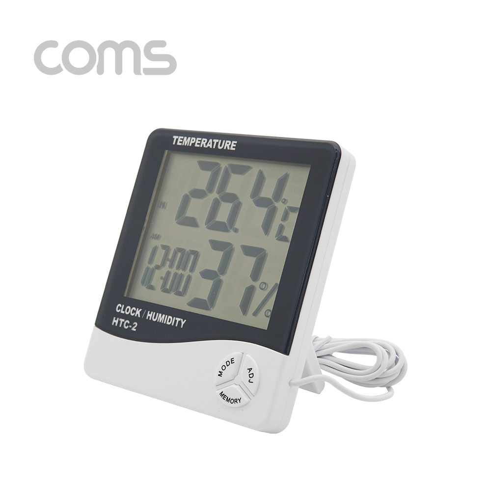 Coms 디지털 온습도계 - 알람/ 습도/ 온도/ 날짜/ 시간, AAA건전지 사용