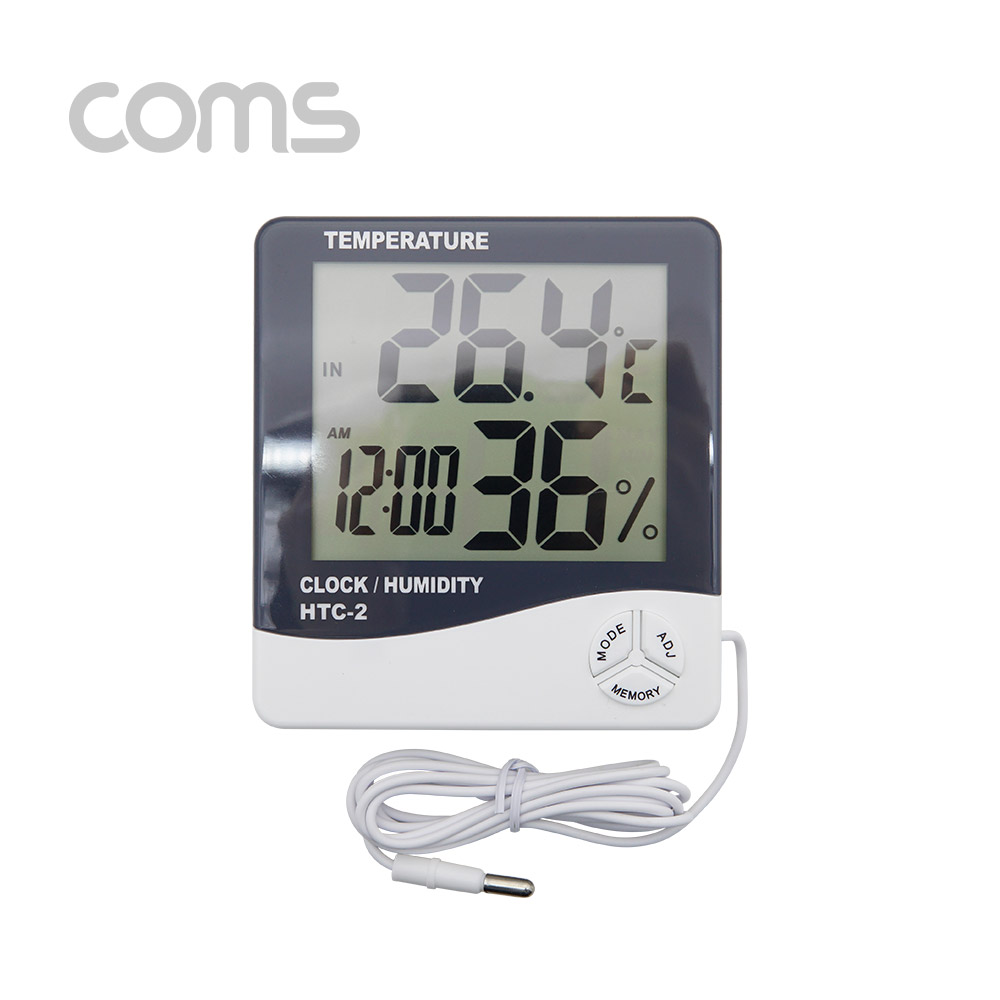 Coms 디지털 온습도계 - 알람/ 습도/ 온도/ 날짜/ 시간, AAA건전지 사용