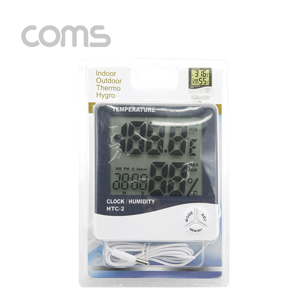 Coms 디지털 온습도계 - 알람/ 습도/ 온도/ 날짜/ 시간, AAA건전지 사용