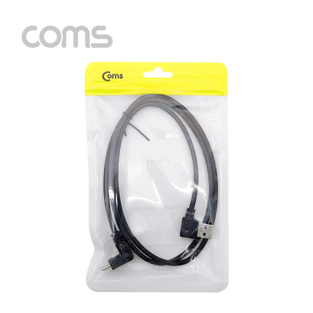 Coms USB 3.1 Type C 케이블 / USB-A 3.0 좌향꺾임 to USB-C 전면꺾임