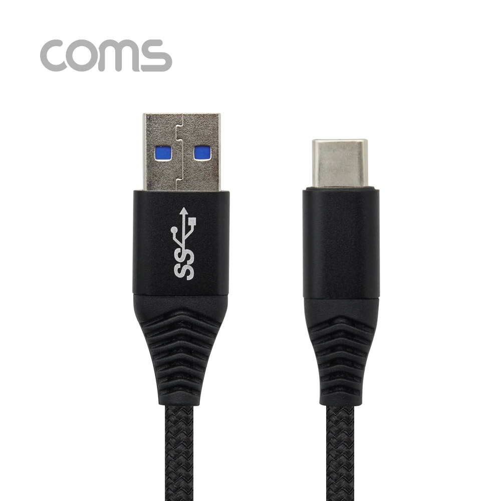 Coms USB 3.1 케이블(Type C) / 1.2M / 3.0A / Black / 고속충전 / 데이터 전송