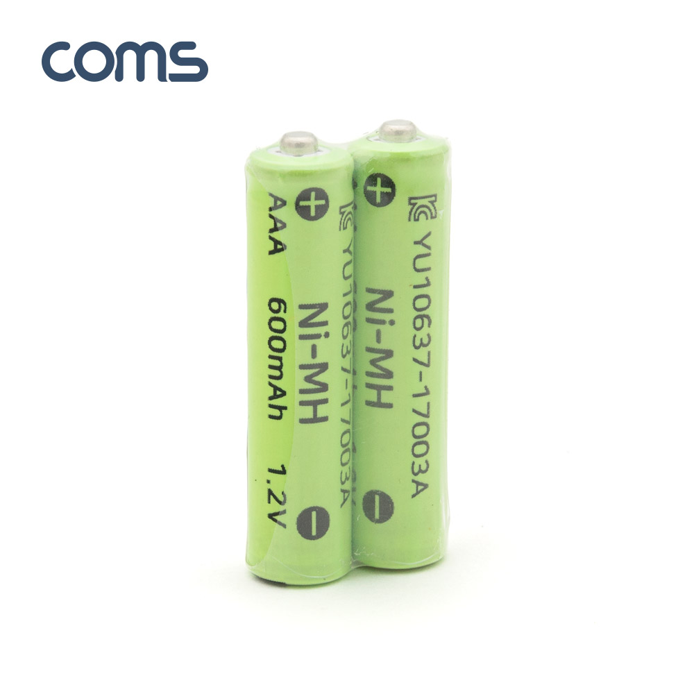 Coms 니켈 수소 충전지(Ni-MH) AAA 600mAh x 2알 / 충전 건전지 / 배터리 / 태양광 정원등 전용