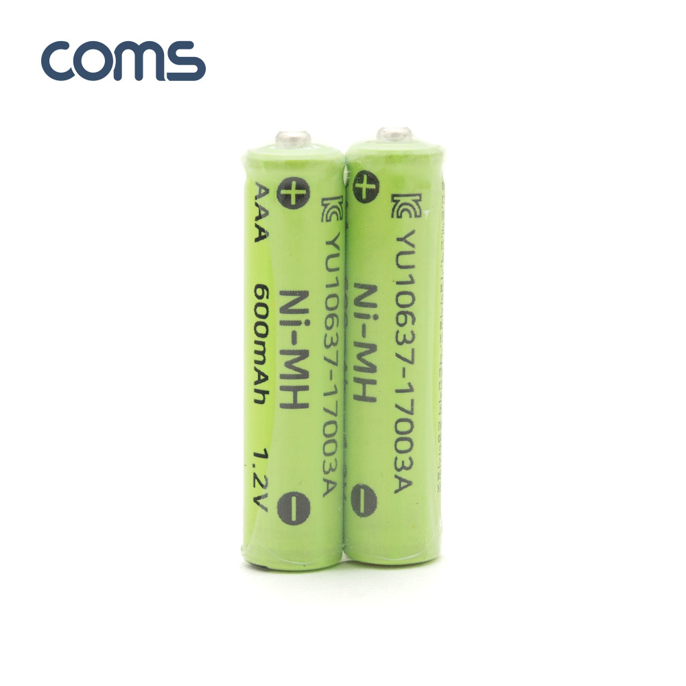 Coms 니켈 수소 충전지(Ni-MH) AAA 600mAh x 2알 / 충전 건전지 / 배터리 / 태양광 정원등 전용