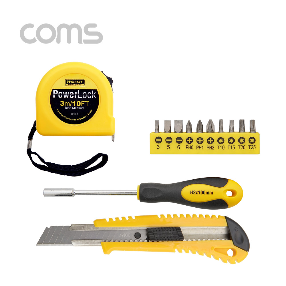Coms 공구 세트 드라이버+드라이버 비트 10pcs/줄자 / 칼
