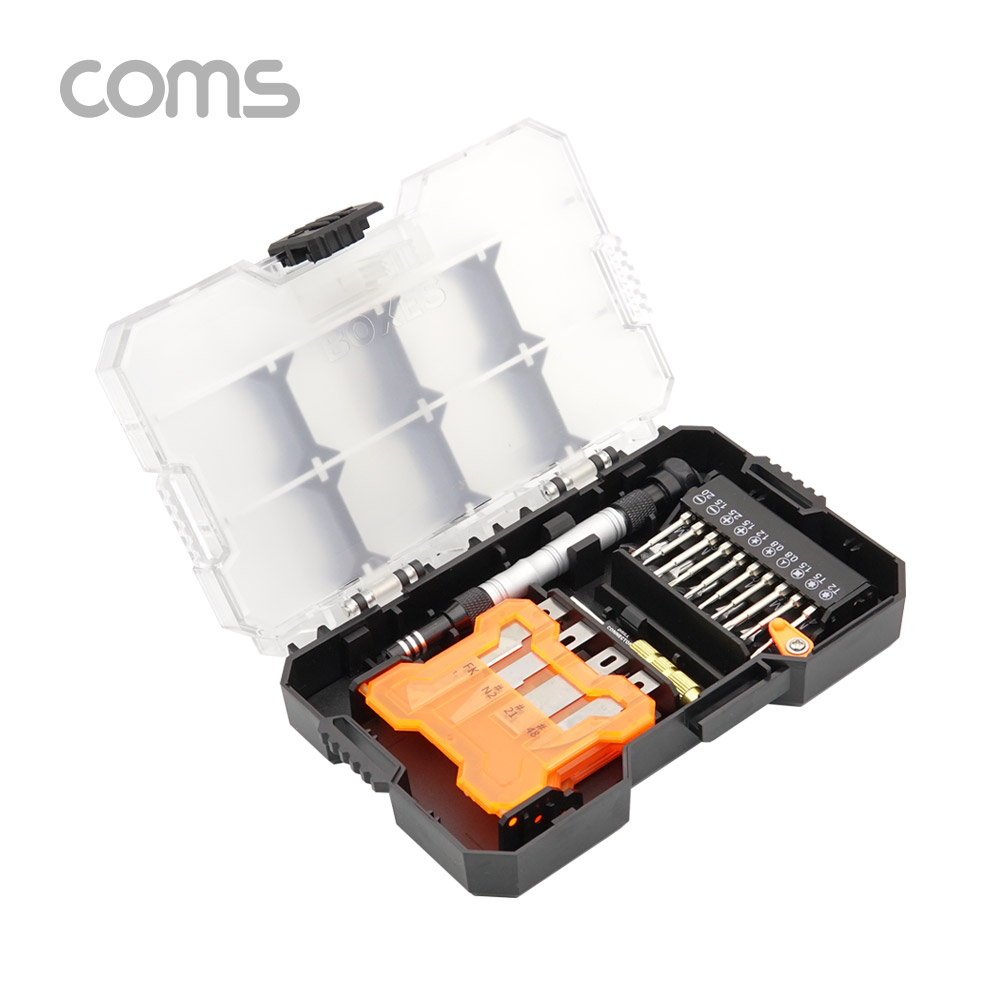 Coms 공구-드라이버세트(34 in 1) / 비트 / 미니렌치 / 드릴비트 / 칼날 / 다용도 부품함